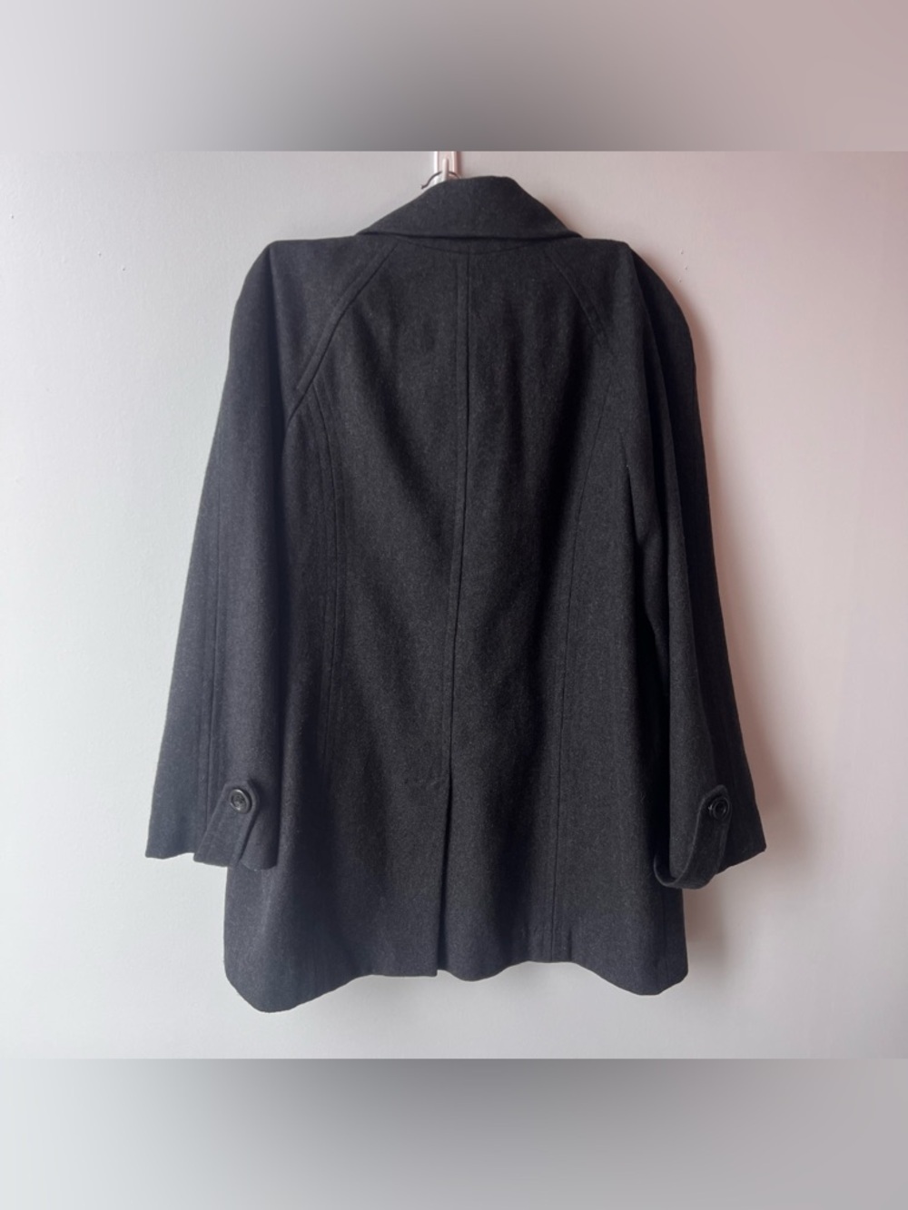 London Fog Wool Blend Coat Women’s Medium Black Classic Button Front - Picture 2 of 7